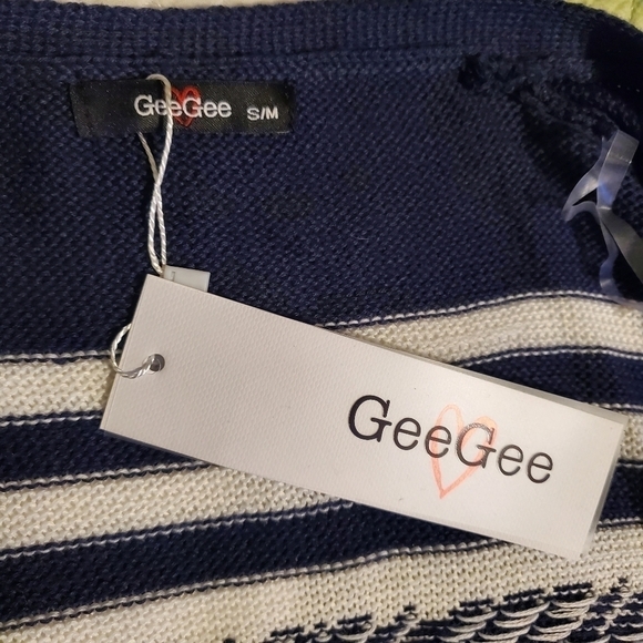 GeeGee Open Front Knit with fringe Cardigan S/M soft - Picture 5 of 6